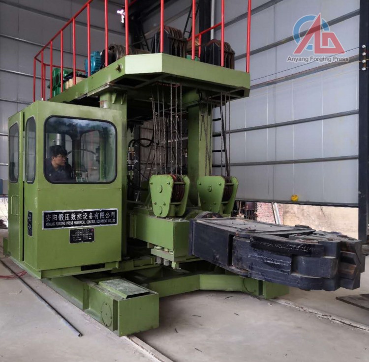 The frame type forging manipulator includes translational movement manipulator and rotating movement manipulator